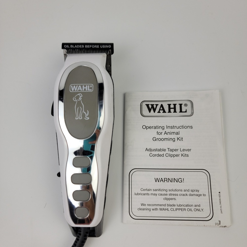 Wahl PCMC-2 Pet Clipper Corded Animal Grooming Kit White Black Silver USA Made
